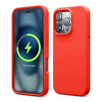 bild på iPhone 16 Pro Mobilcover Silikone Magnet Rvelon - Rød
