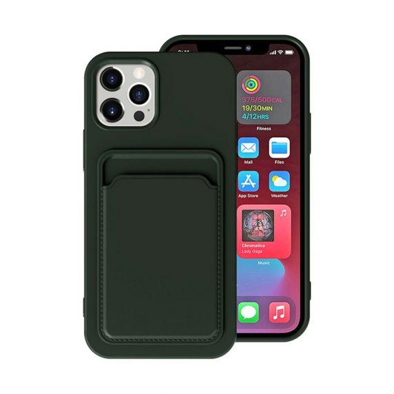 bild på iPhone 13 Pro Silikonskal med Korthållare - Militärgrön