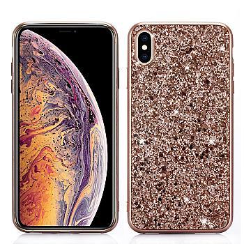 bild på iPhone XS Max Glittrigt Skal i TPU - Roséguld