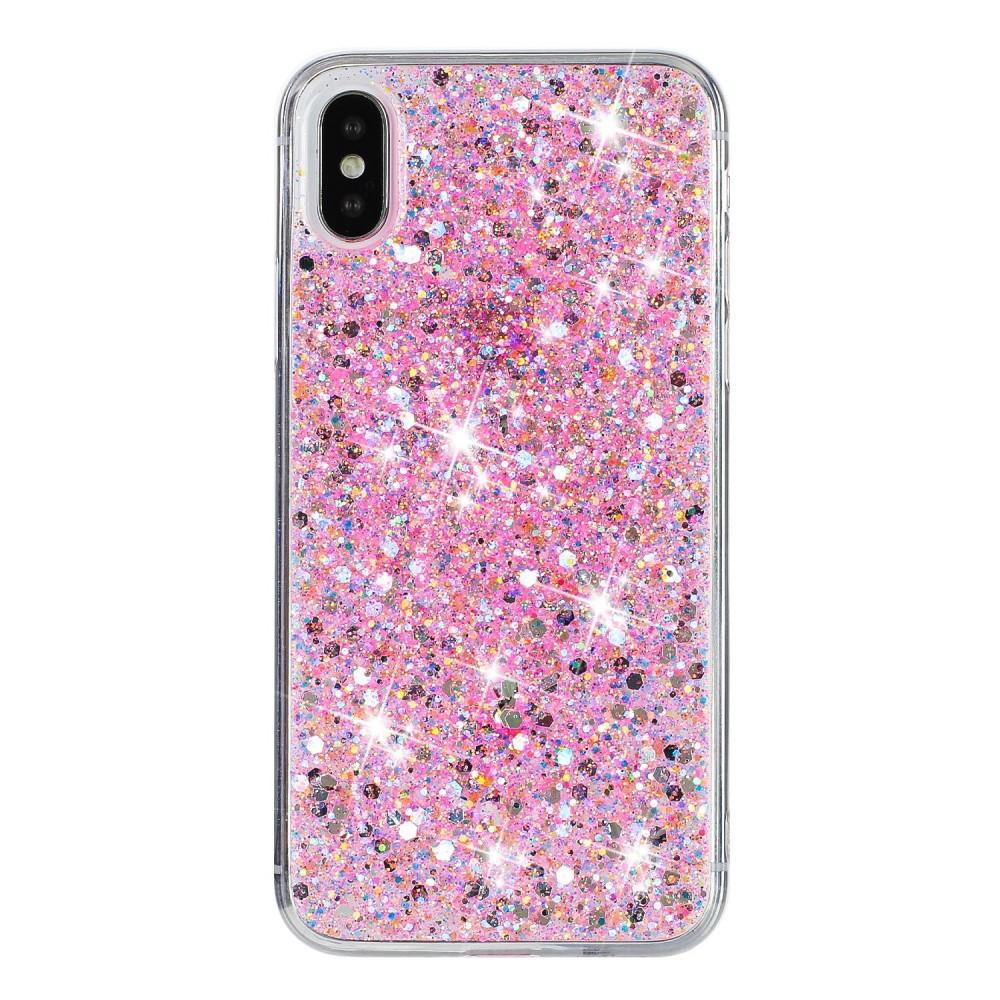 bild på iPhone X/XS Glittrigt Stötsäkert TPU-Skal - Rosa