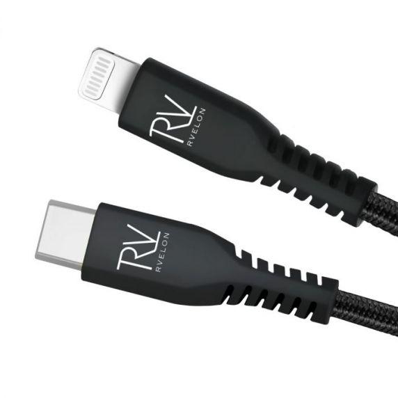 Bild på Rvelon MFi Certified USB-C to Lightning Braided Cable 1m for iPhone, iPad and iPod Black