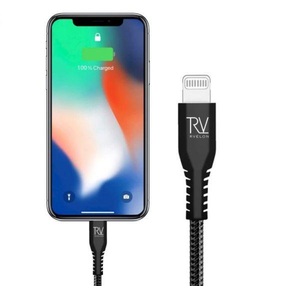 Bild på Rvelon MFi Certified USB-C to Lightning Braided Cable 1m for iPhone, iPad and iPod Black