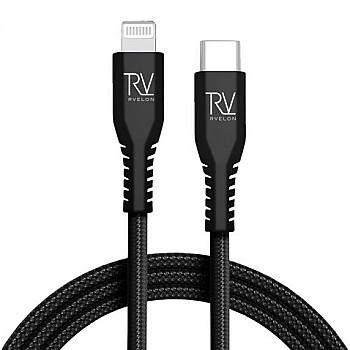 bild på Rvelon MFi Certified USB-C to Lightning Braided Cable 1m for iPhone, iPad and iPod Black
