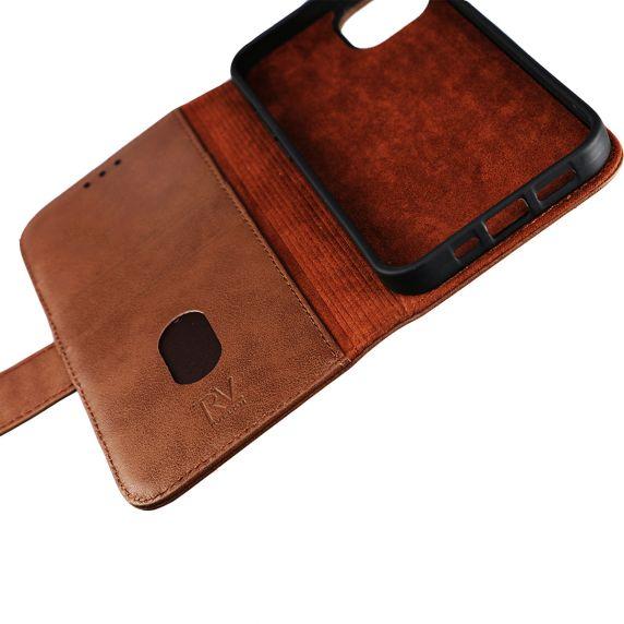 bild på iPhone 12 Mini Plånboksfodral Läder Rvelon - Brun