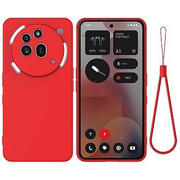 bild på Nothing Phone (3a) Pro Silikonfodral med Handrem - Röd