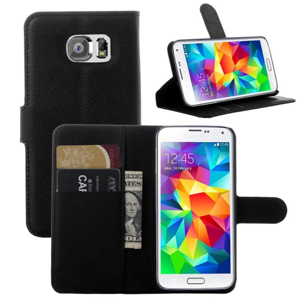 Bild på Läderfodral Litchimönster till Galaxy S6 - Svart