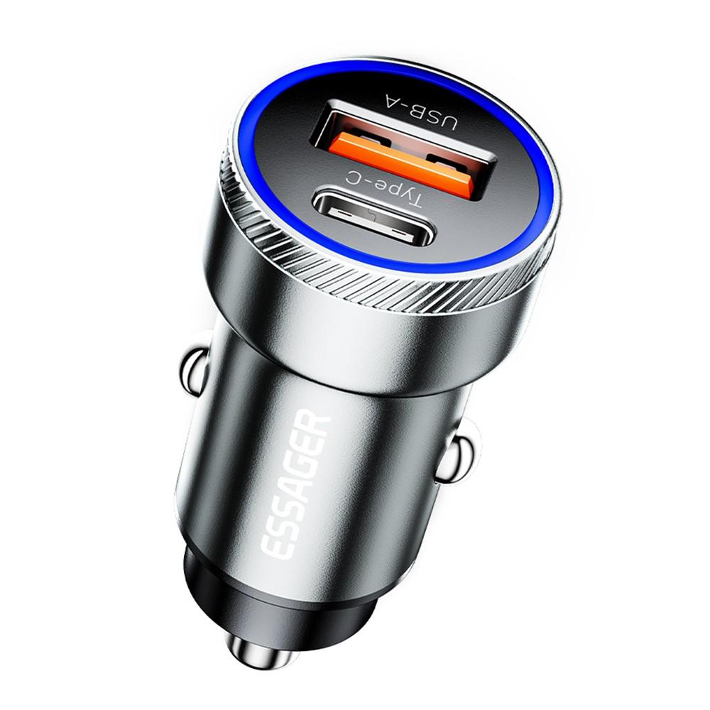 Bild på ESSAGER 54W USB+Type-C Snabbladdare för Bil - Grå