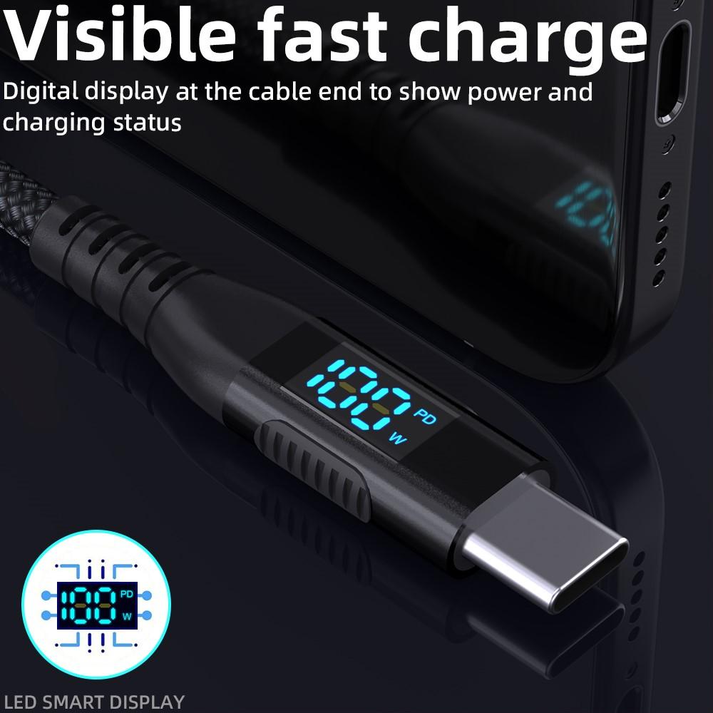 Bild på 2m USB-C till USB-C Kabel 100W 5A/20V - Svart