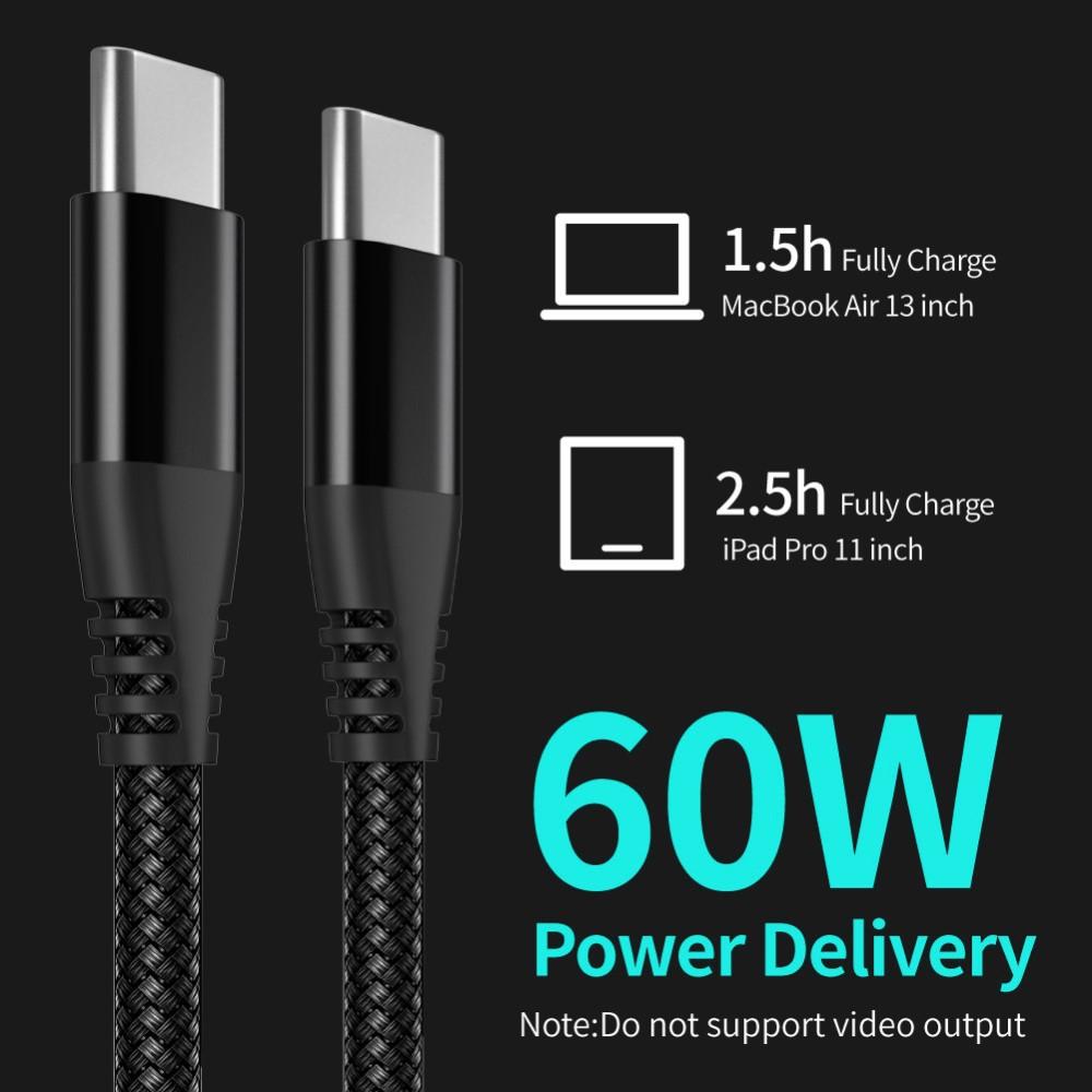 Bild på 3m USB-C PD 60W Laddkabel Nylon