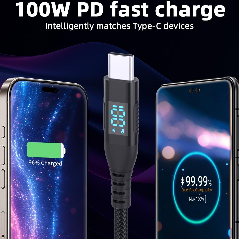 Bild på 1m USB-C till USB-C Kabel 100W 5A/20V - Svart