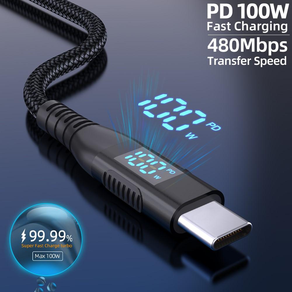Bild på 1m USB-C till USB-C Kabel 100W 5A/20V - Svart