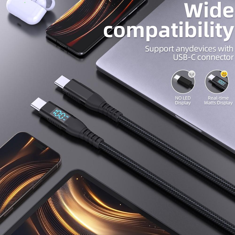 Bild på 1m USB-C till USB-C Kabel 100W 5A/20V - Svart