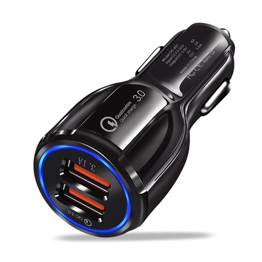 Bild på QC 3.0 Dubbel USB Snabbladdare för Bil - Svart