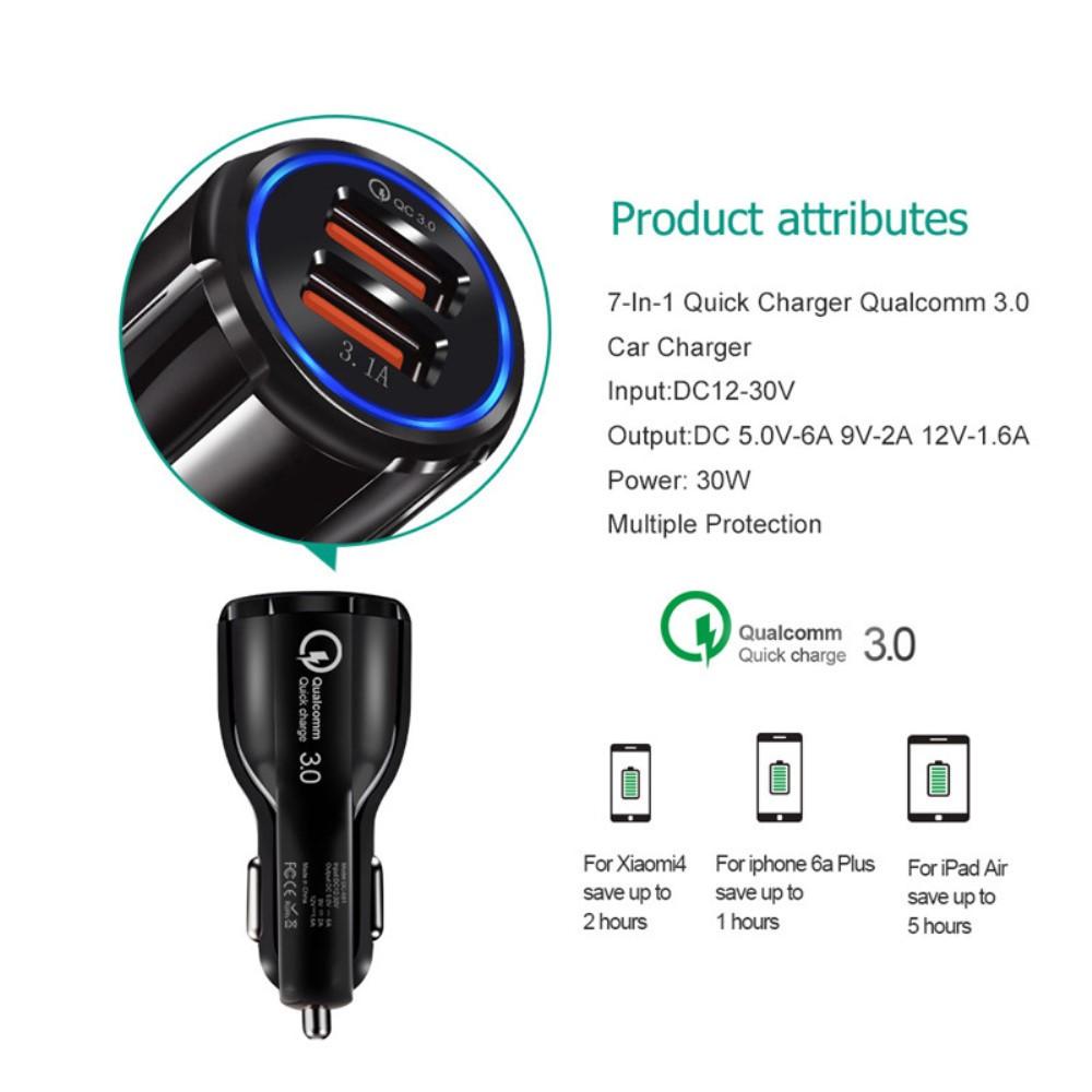 Bild på QC 3.0 Dubbel USB Snabbladdare för Bil - Svart