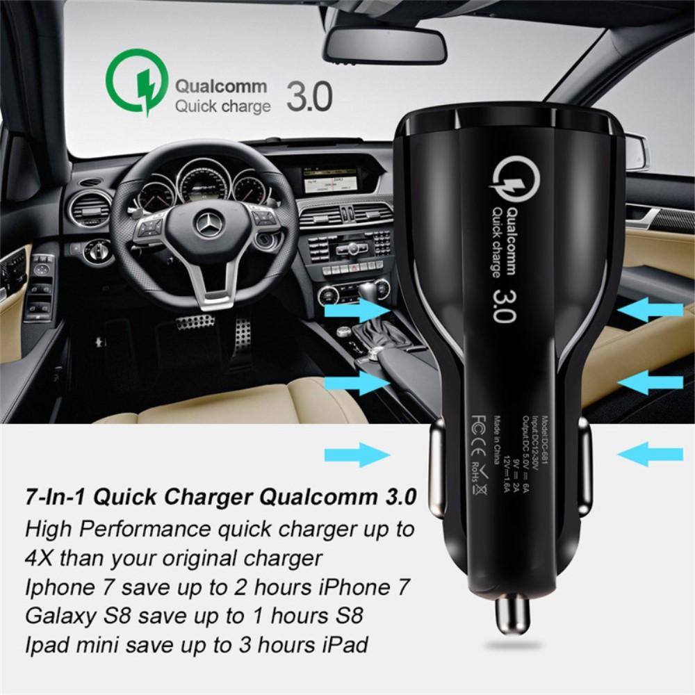 Bild på QC 3.0 Dubbel USB Snabbladdare för Bil - Svart