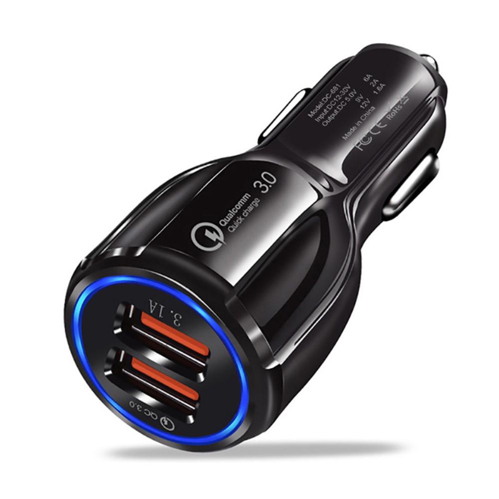 Bild på QC 3.0 Dubbel USB Snabbladdare för Bil - Svart