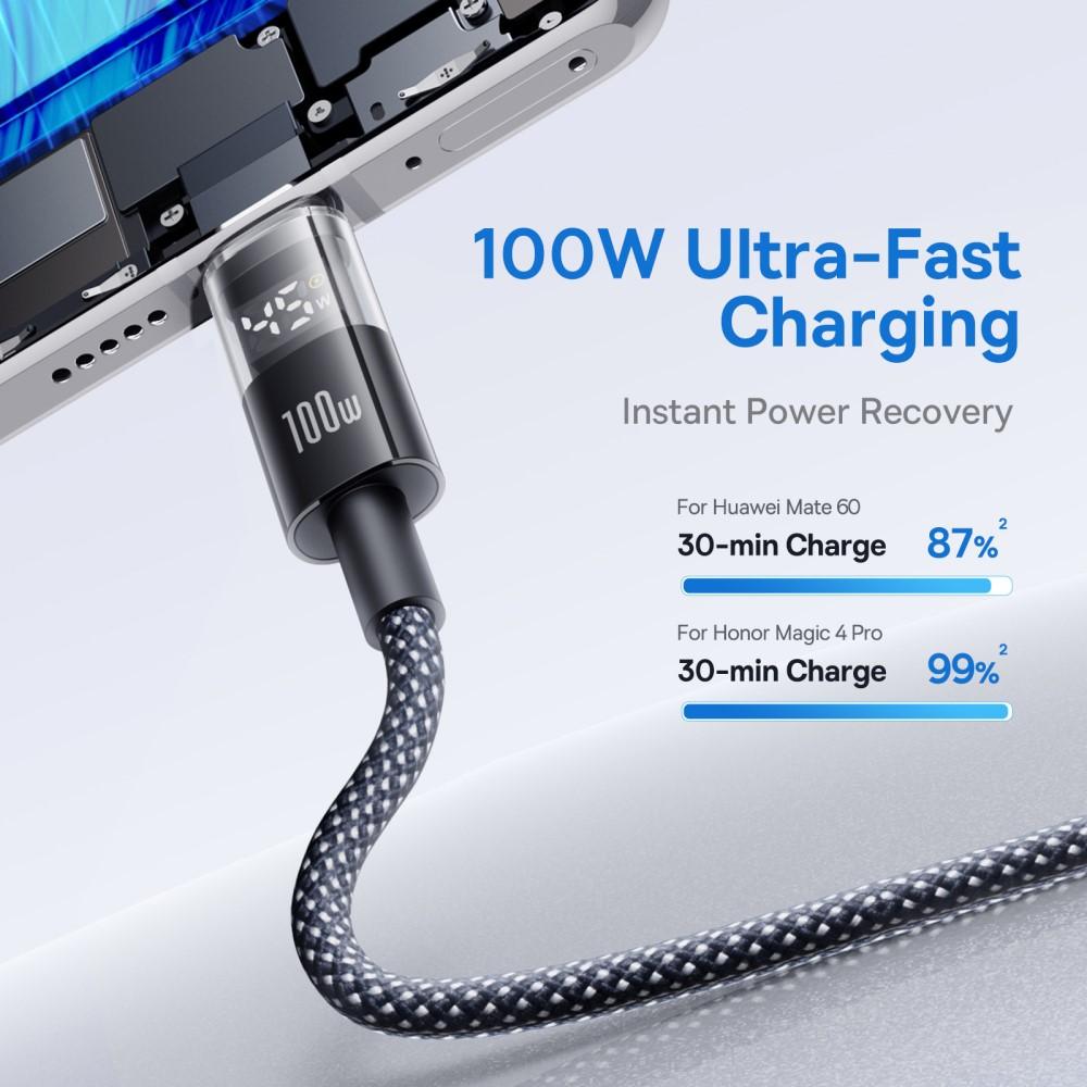 Bild på Baseus Dispaly II 2m 100W USB-A till USB-C Snabbladdningskabel - Svart