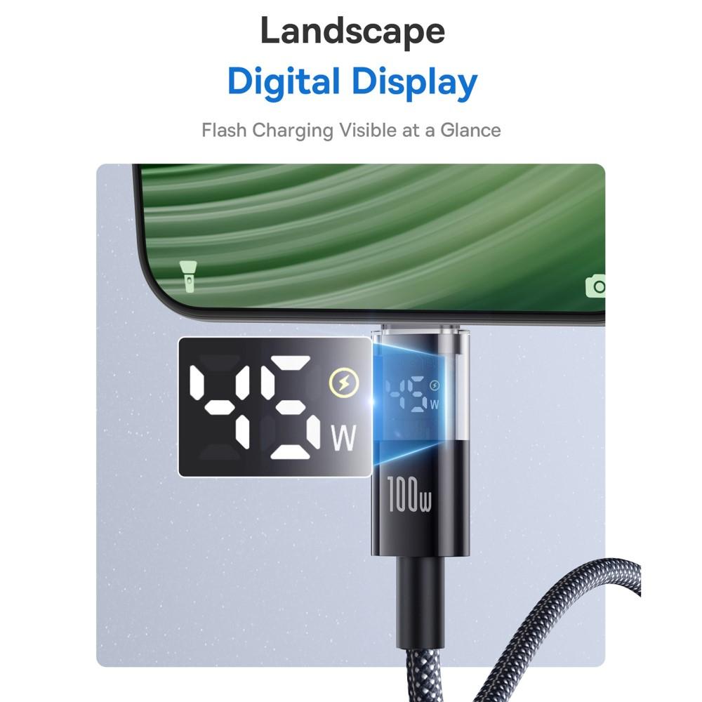 Bild på Baseus Dispaly II 2m 100W USB-A till USB-C Snabbladdningskabel - Svart