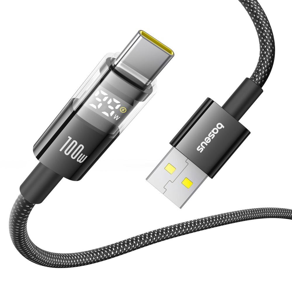 Bild på Baseus Dispaly II 2m 100W USB-A till USB-C Snabbladdningskabel - Svart