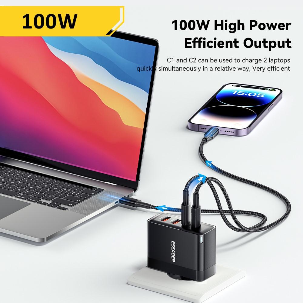Bild på ESSAGER ES-CD37 100W Snabbladdare, 4 Portar