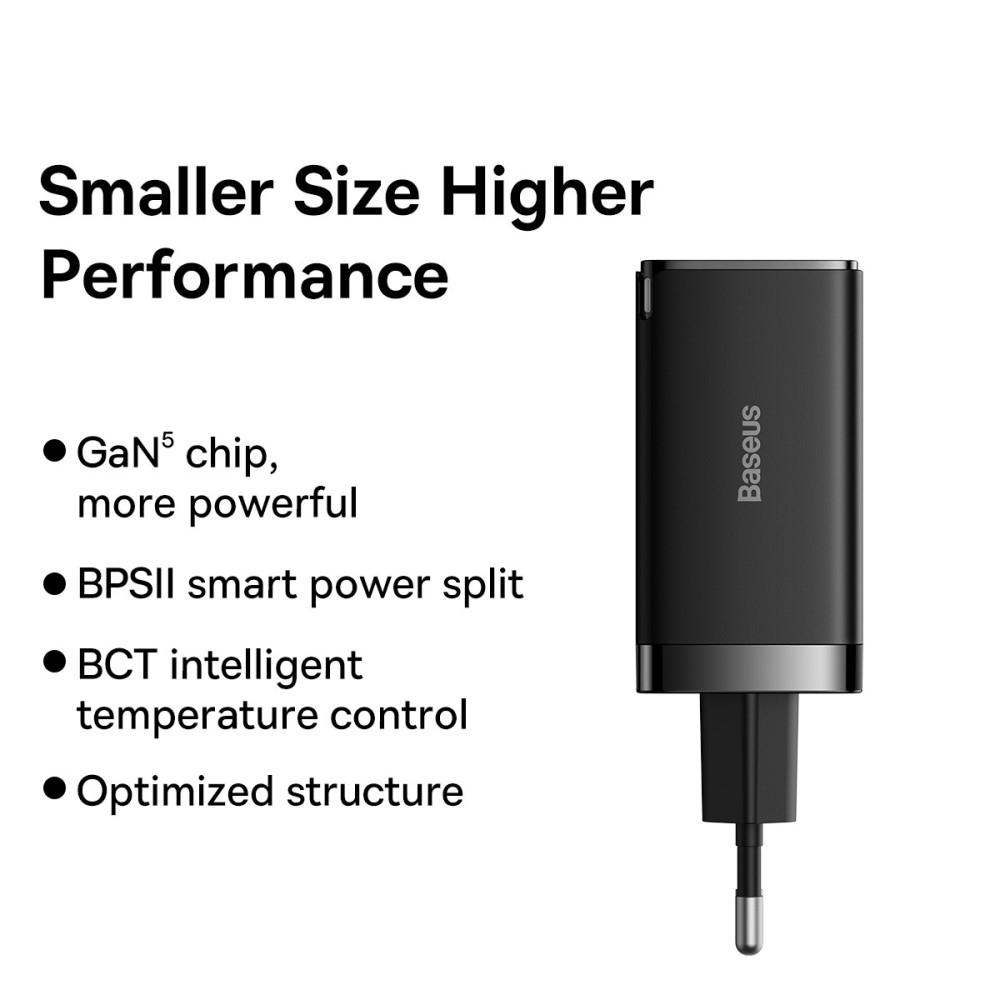 Billede af BASEUS GaN5 Pro Væglader 2xType-C/USB 65W