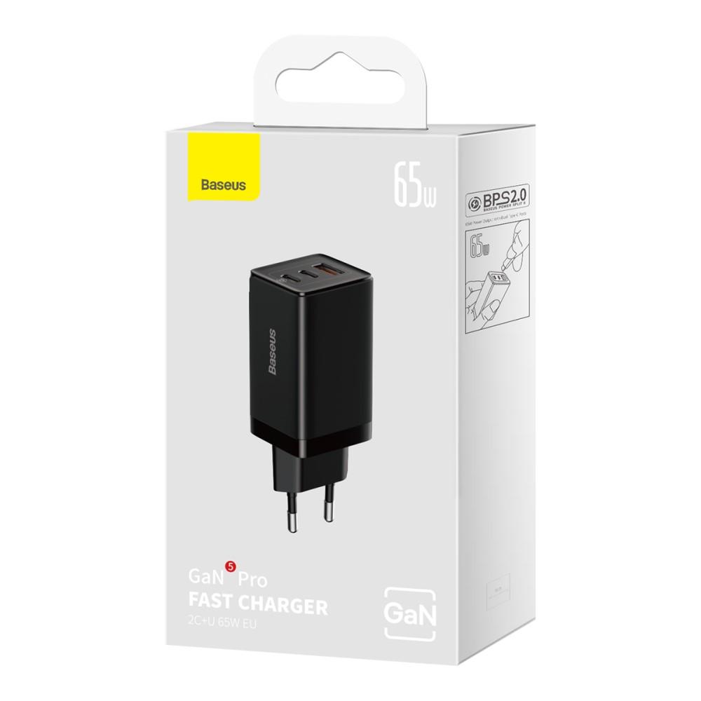 Billede af BASEUS GaN5 Pro Væglader 2xType-C/USB 65W