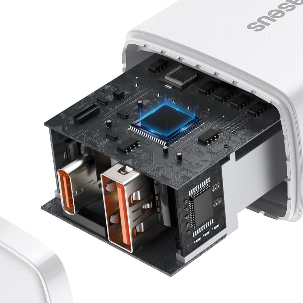 Bild på BASEUS Snabbladdare U+C Dubbla Portar 20W - Vit