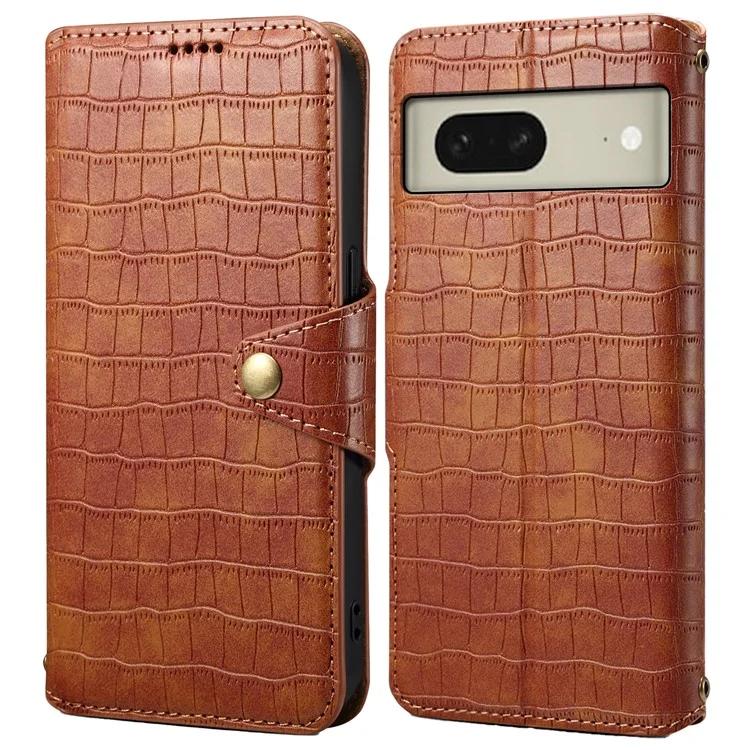 Bild på Google Pixel 8 Krokodilläderfodral Brun