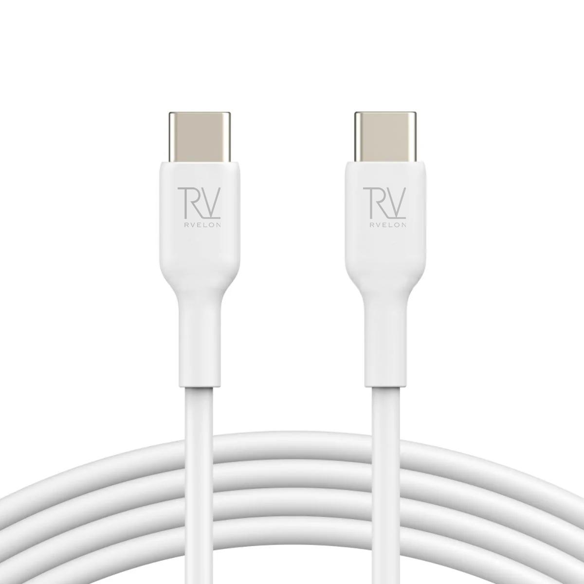 Bild på Rvelon USB-C Laddkabel 60W Snabbladdning 2m - Vit