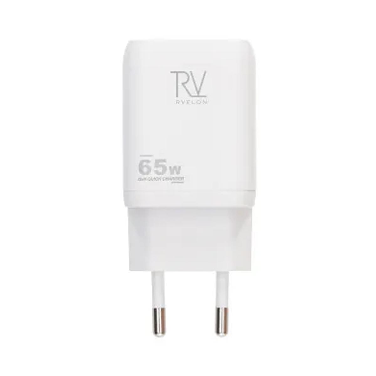 Kuva:  Rvelon Seinälaturi 2x USB-C + USB-A 65W GaN - Valkoinen