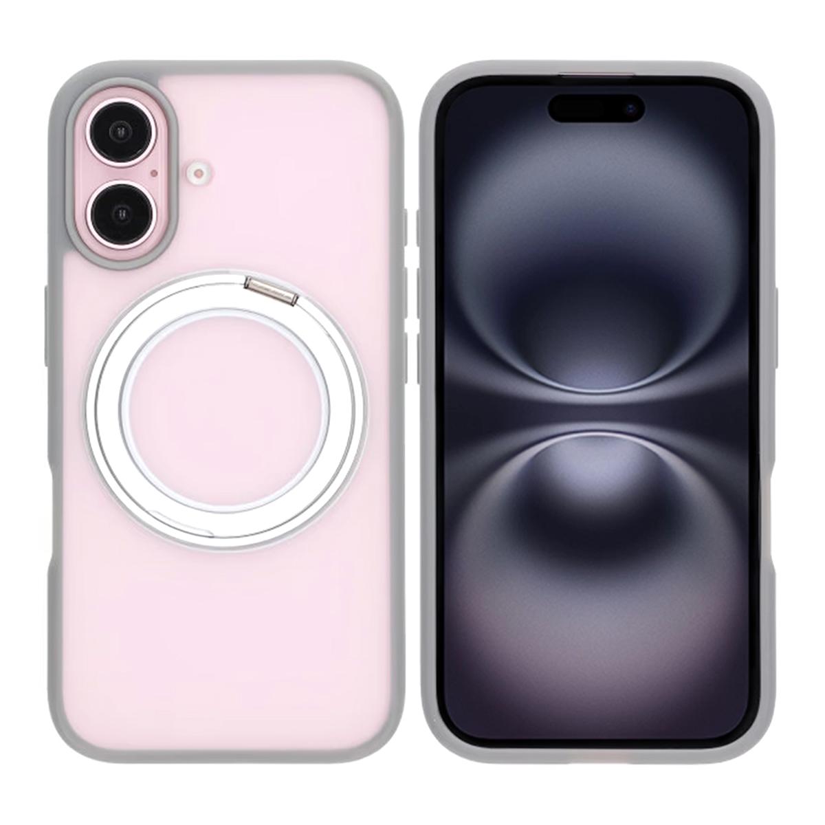 Billede af Mat overflade 360 roterende beslag mobiltelefonetui til iPhone 16 grå