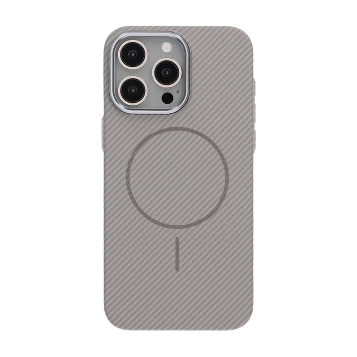 Billede af iPhone 15 Pro Max mobilcover med kulfibermønster - grå