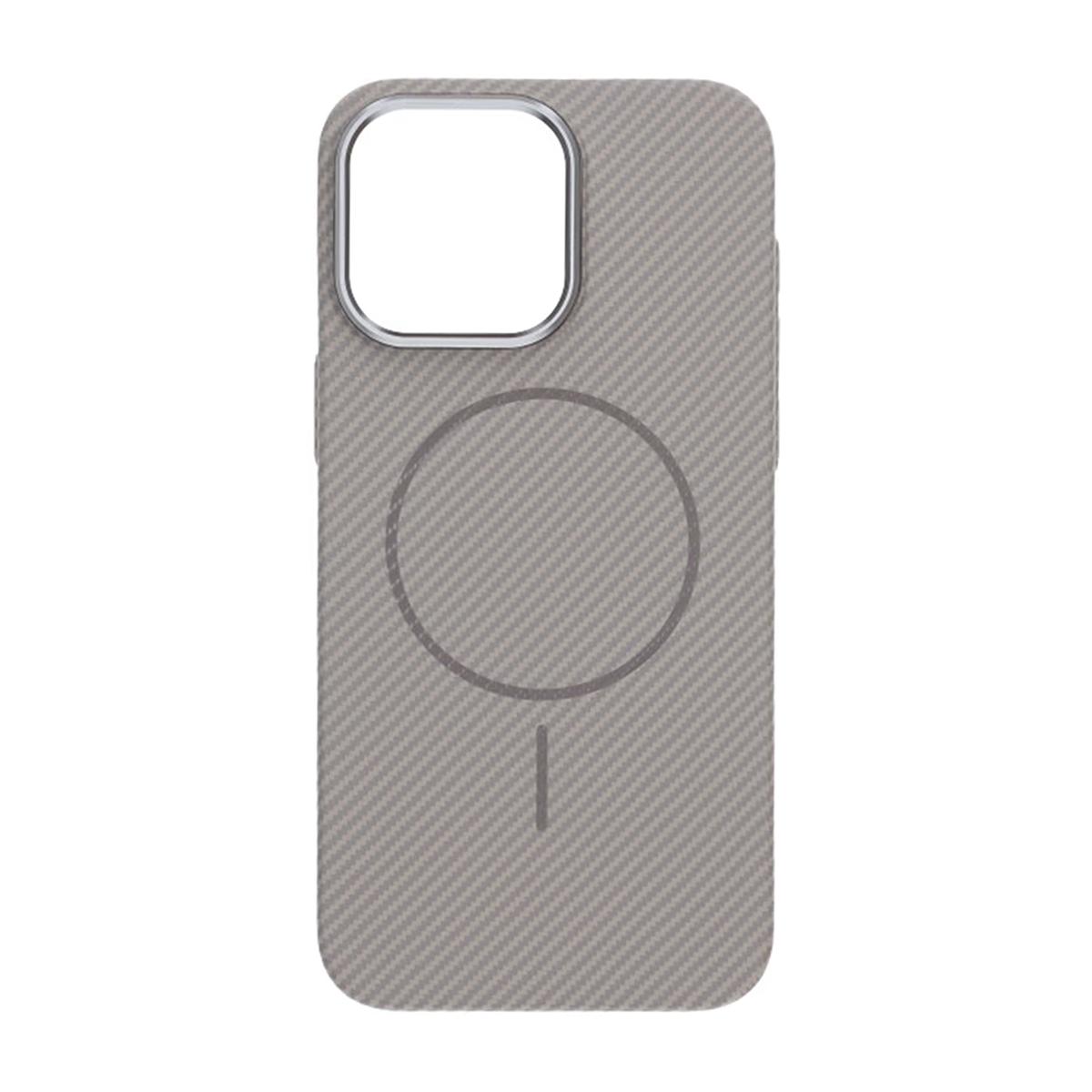 Billede af iPhone 15 Pro Max mobilcover med kulfibermønster - grå