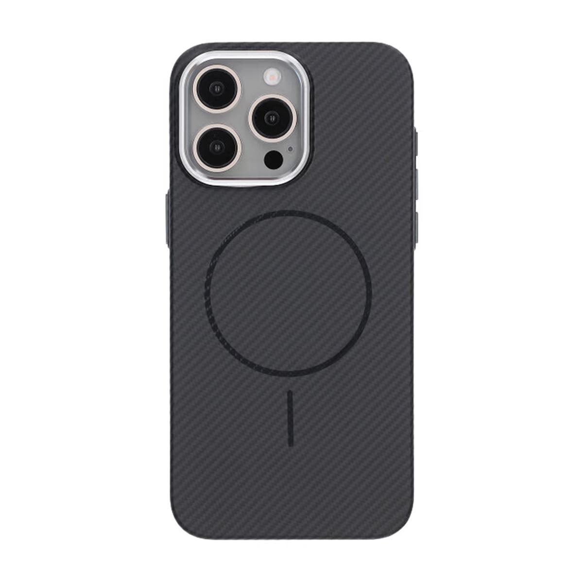 Billede af iPhone 15 Pro Max mobilcover med kulfibermønster - sort