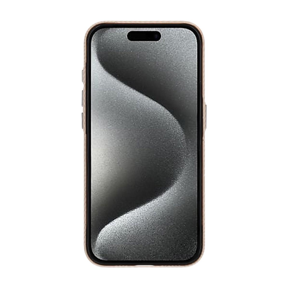Billede af iPhone 15 Pro Max mobilcover Kulstofmønstret - Guld