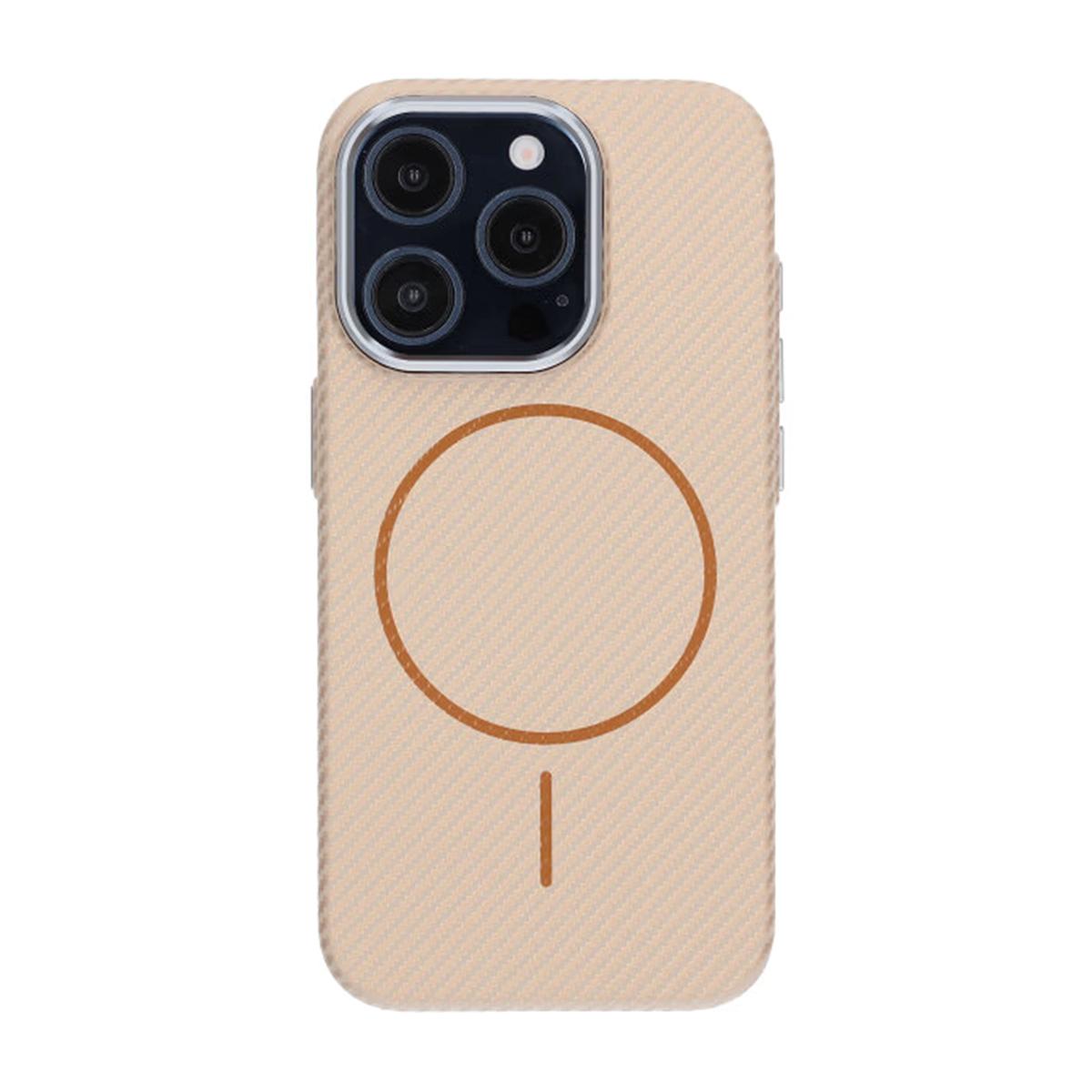 Billede af iPhone 15 Pro Max mobilcover Kulstofmønstret - Guld