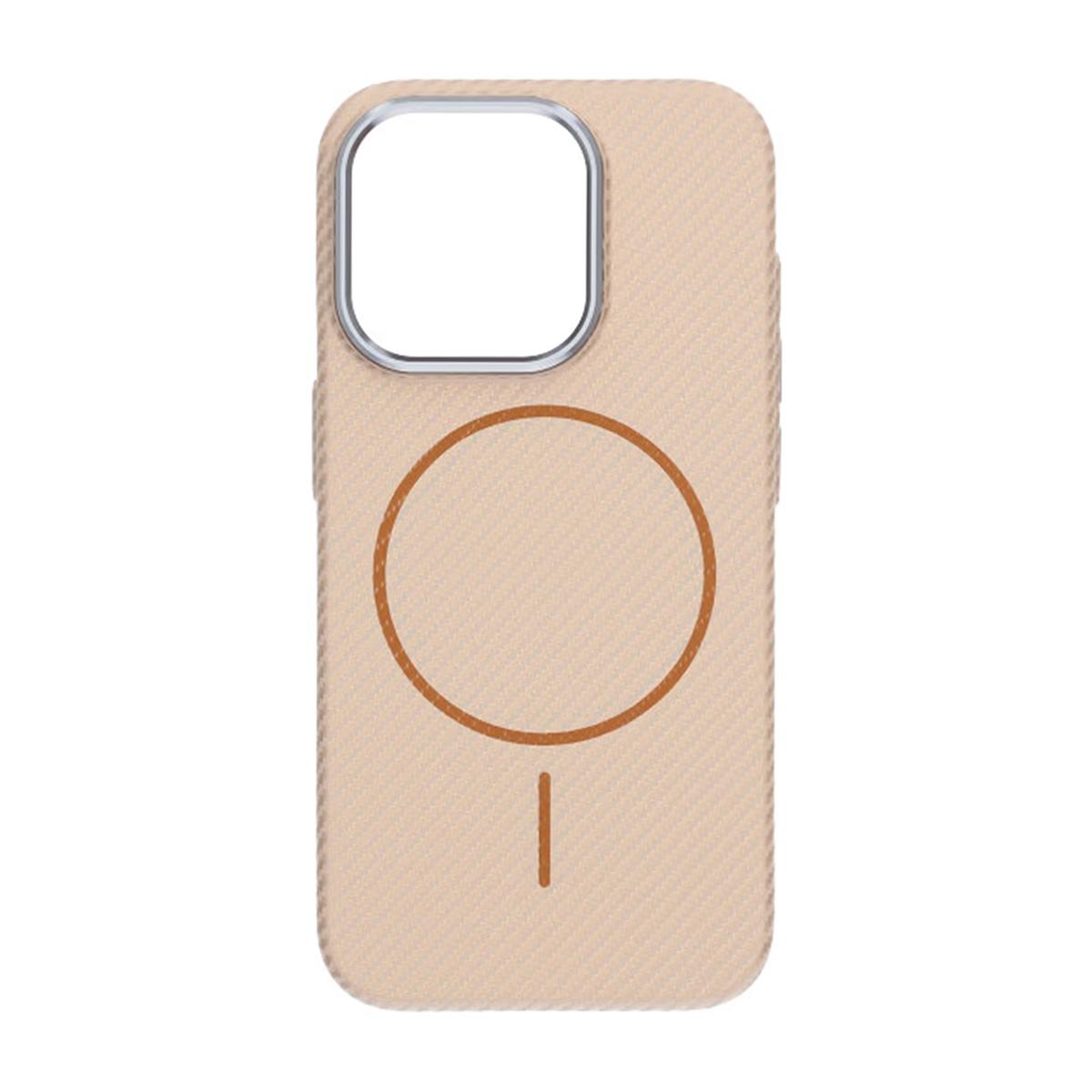 Billede af iPhone 15 Pro Max mobilcover Kulstofmønstret - Guld