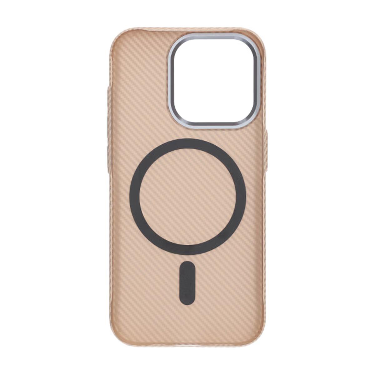Billede af iPhone 15 Pro Max mobilcover Kulstofmønstret - Guld