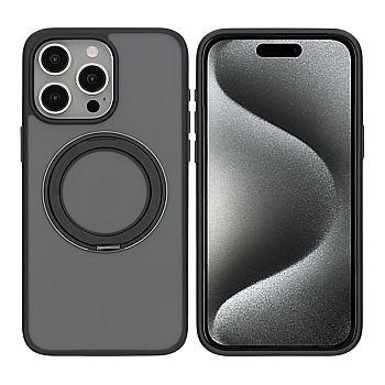 bild på Matte case 360 rotating bracket Mobile Phone Case For iPhone 15 Pro Max Black