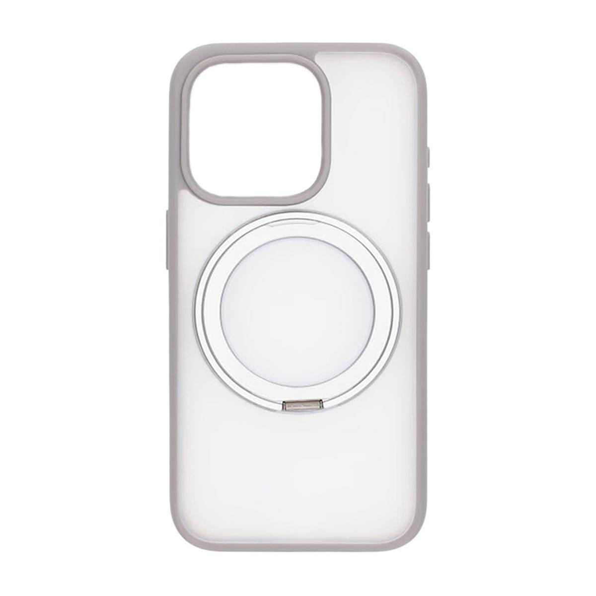 Bild von Mattes Case mit 360-Grad-drehbarem Halter für iPhone 15 Pro in Grau
