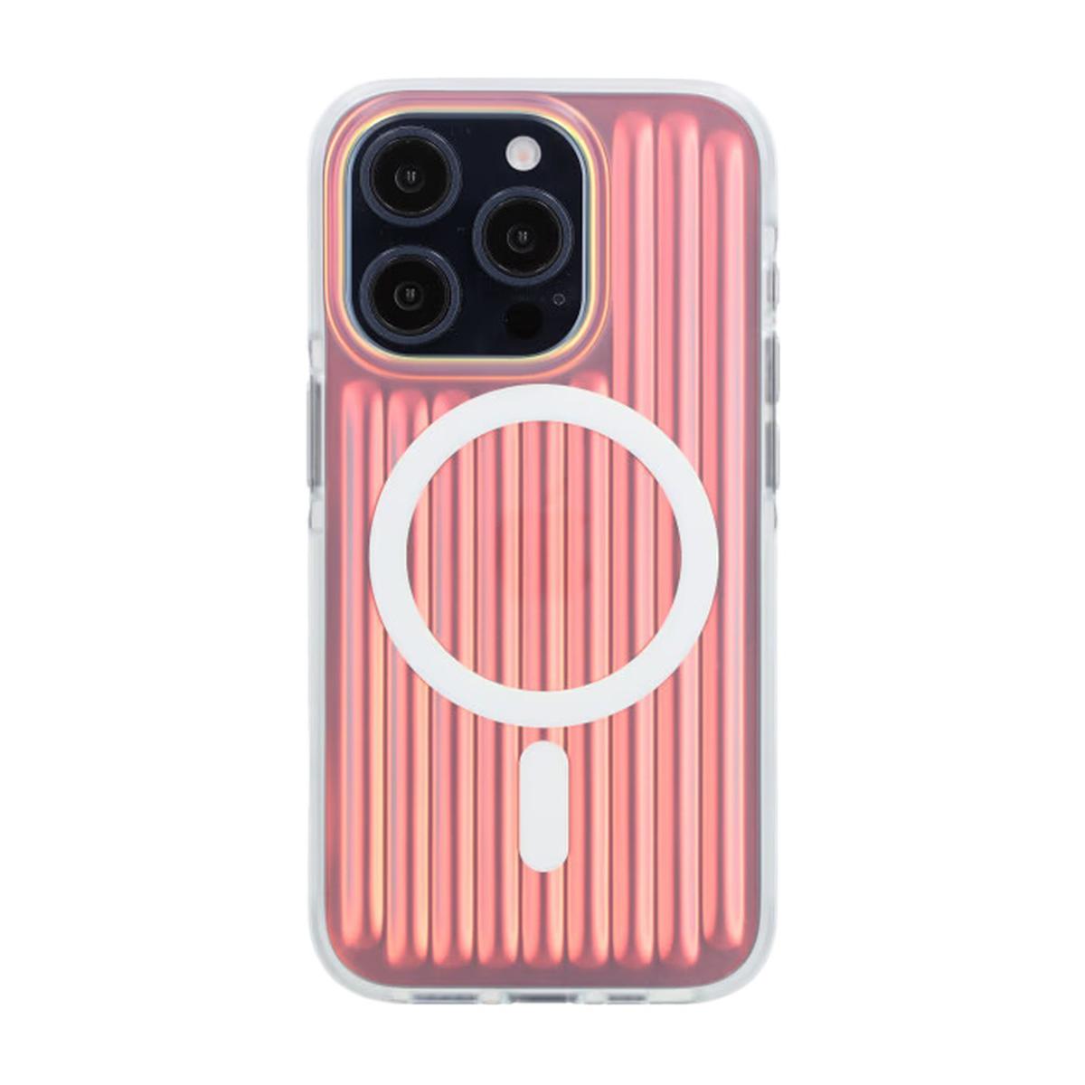 Bild von Modell reflektiert Farbe Magnetisches Gehäuse für iPhone 15 Pro Rot