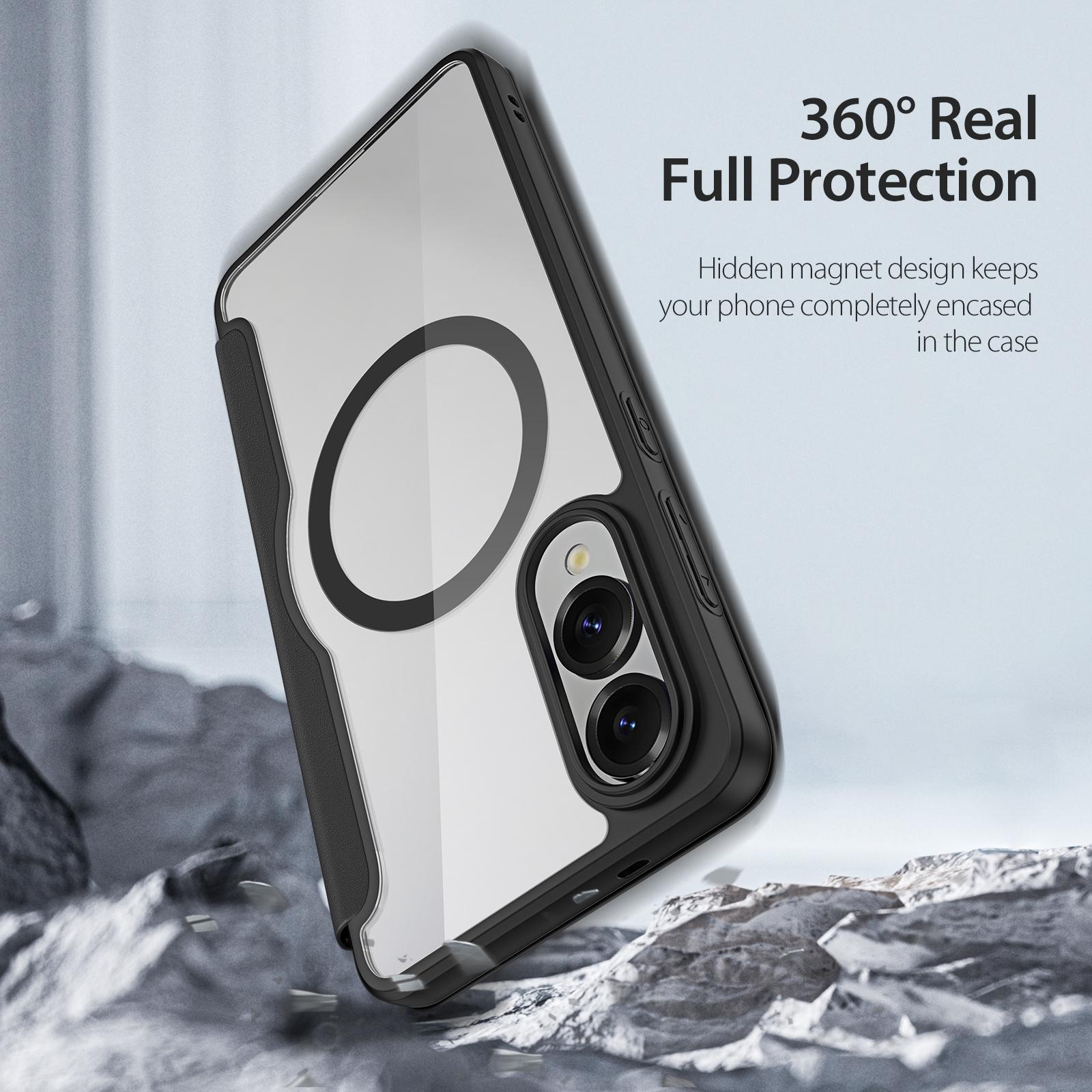 Bild von Samsung Galaxy S25 Edge Lederhülle MagSafe-kompatibles Flip Cover - Schwarz