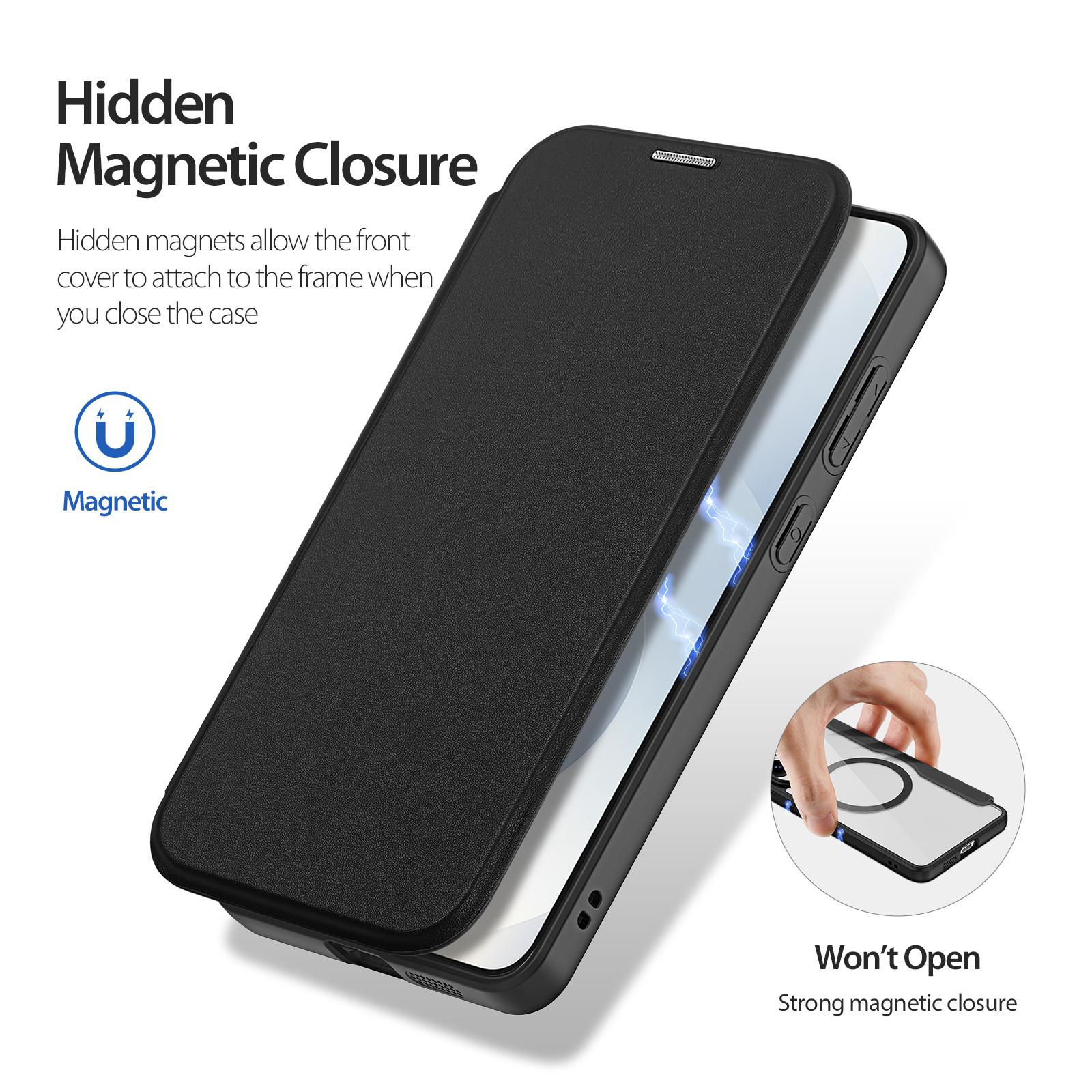Bild von Samsung Galaxy S25 Edge Lederhülle MagSafe-kompatibles Flip Cover - Schwarz