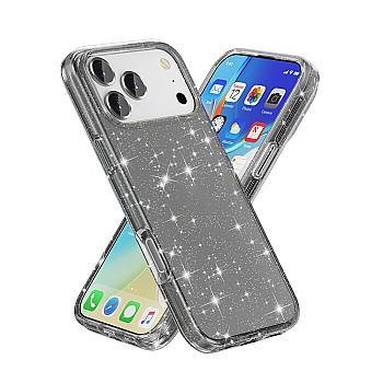 bild på iPhone 17 Pro cover med glitrende pulver - sort