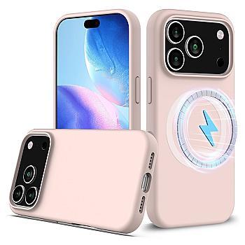 bild på Til iPhone 17 Pro cover kompatibelt med MagSafe stødbestandigt flydende silikone telefoncover - Pink