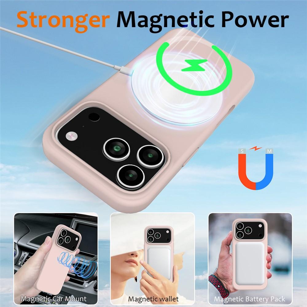 Bild von Für iPhone 17 Pro Hülle, kompatibel mit MagSafe, stoßfestes flüssiges Silikon-Handyhülle - Rosa