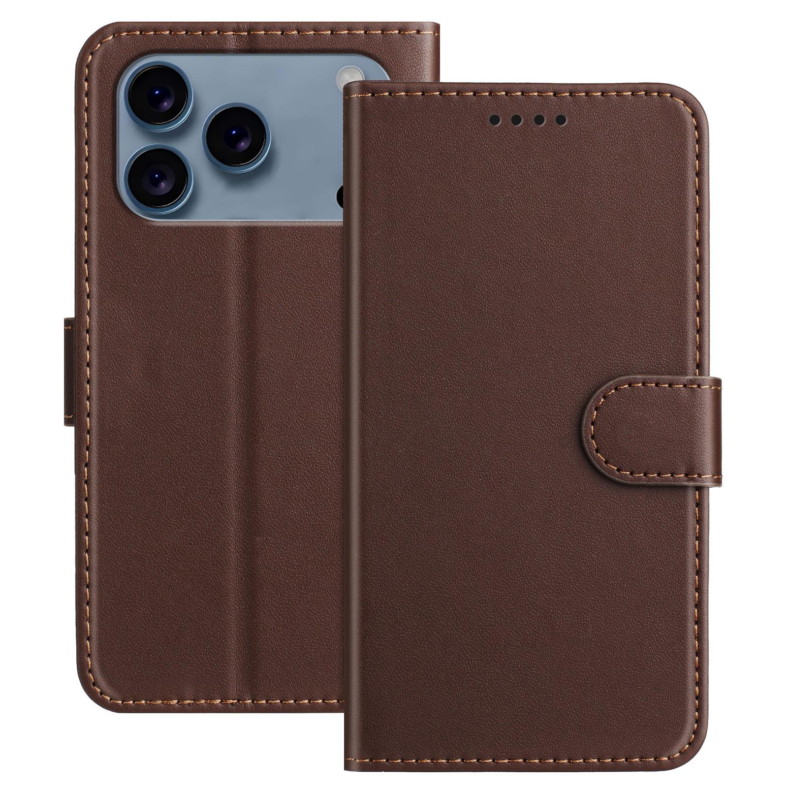 Afbeelding van iPhone 17 Pro Max Leren Hoesje Portemonnee - Bruin