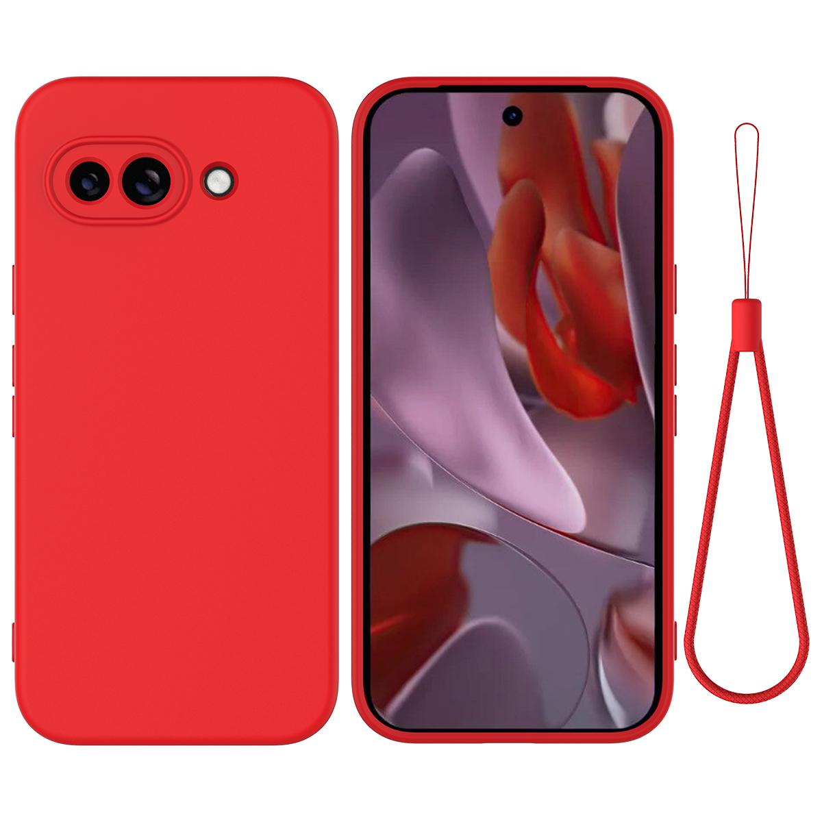Afbeelding van Google Pixel 9a Siliconen Hoesje met Handriem - Rood