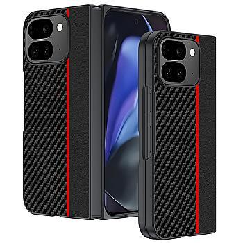 bild på Google Pixel 10 Pro Fodral Kolfibertextur Svart/Rö