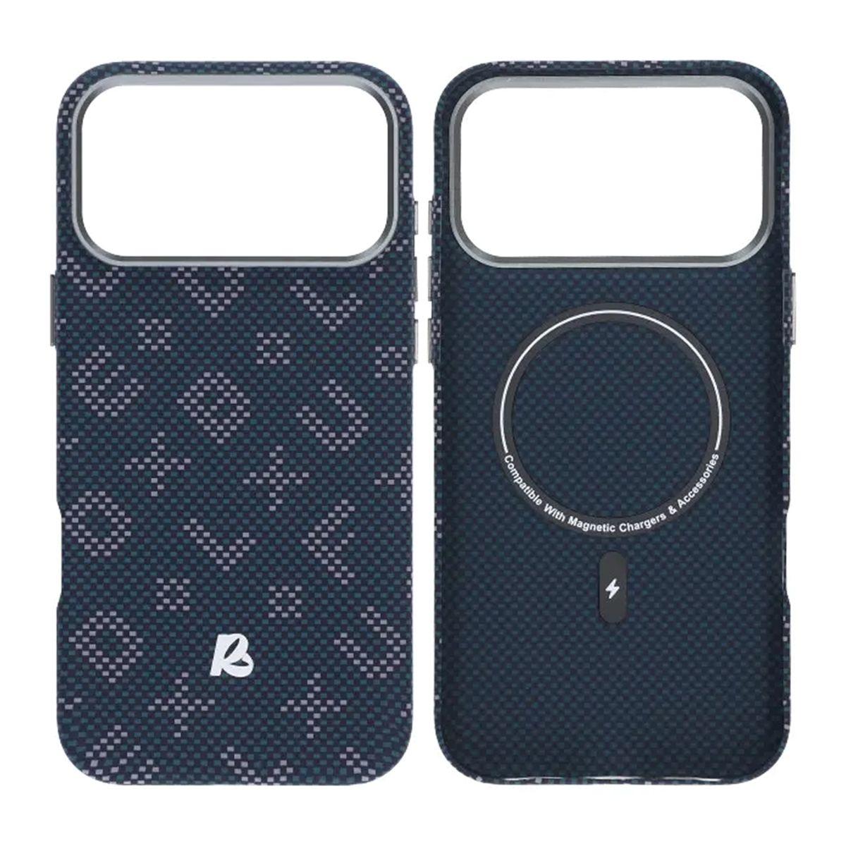 Bild på Mobilskal Aramidfiber för iPhone 17 Pro Max - Blå med text